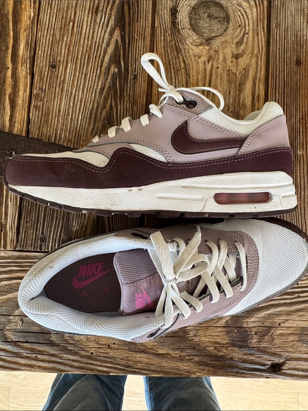 Nike Air Max Sneakers in Mauve, Burgundy and White